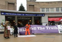 Uxbridge Station Protests – find out why a walking talking tree visited town today