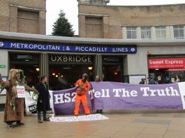 Uxbridge Station Protests – find out why a walking talking tree visited town today